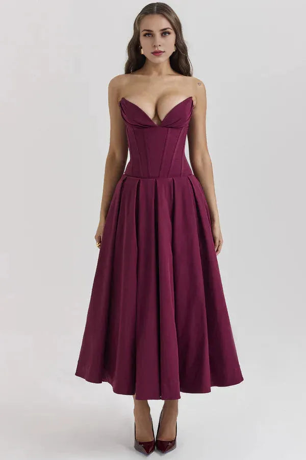 Formal Wear Dresses Womens Sexy Strapless Cocktail Dress Pleated Low Cut Maxi Prom Dresses Sexy Evening Dresses Prom Dresses Stores